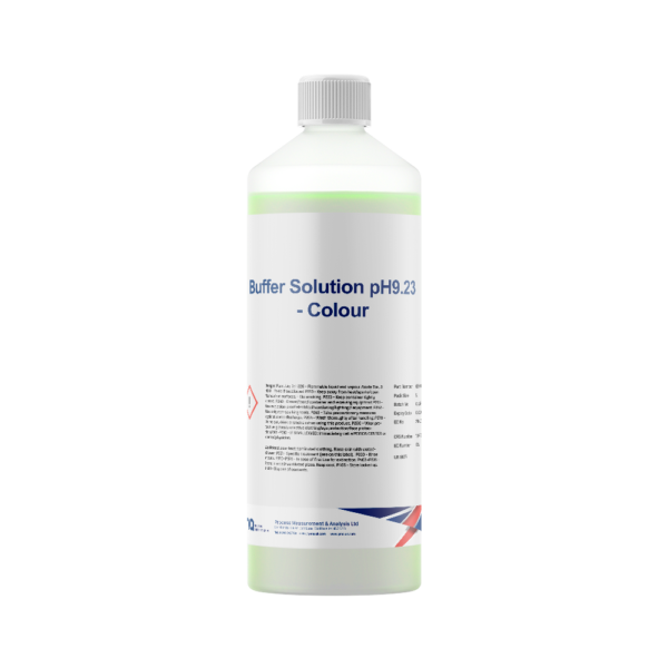 Bottle of pH 9.23 Buffer solution for sale by PMA LTD